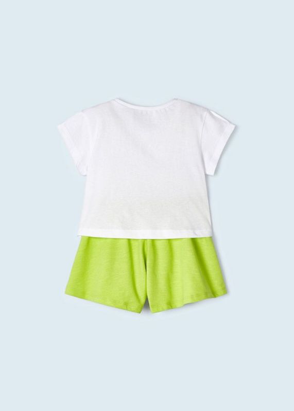 Mayoral Set T-shirt + short Groen meisjes (Printed shorts set lime - 3213-033) - Victor & Camille Destelbergen