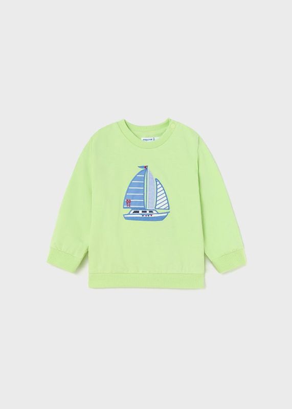 Mayoral Sweater Groen baby jongens (Pullover without hoodie melon - 1414-032) - Victor & Camille Destelbergen