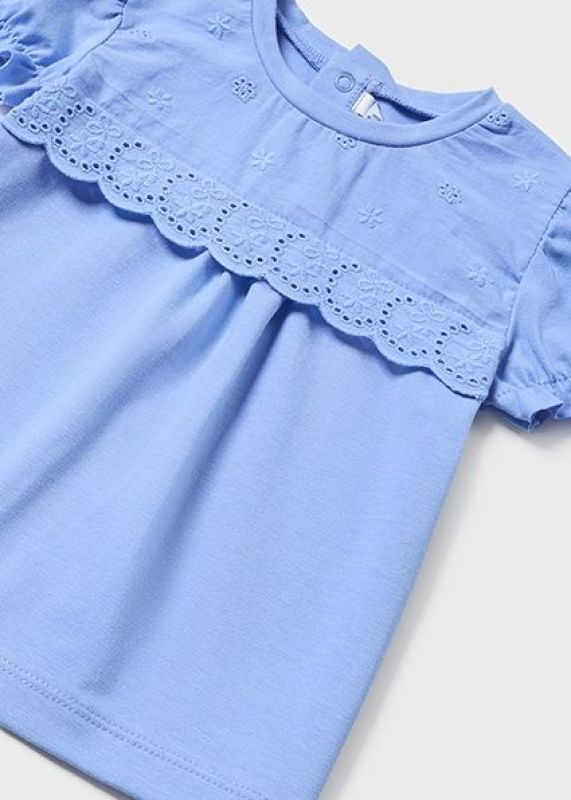 Mayoral T-shirt s/s Blauw baby meisjes (Ruffle s/s t-shirt indigo - 1006-043) - Victor & Camille Destelbergen