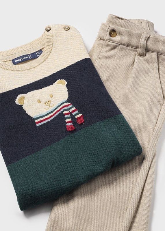 Mayoral Set sweater + broek Beige baby jongens (Set long trousers with sweater jade - 2544-080) - Victor & Camille Destelbergen