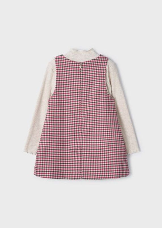 Mayoral Jurk Roze meisjes (Set T-shirt + jurk ruitjes framboos - 4982-035) - Victor & Camille Destelbergen