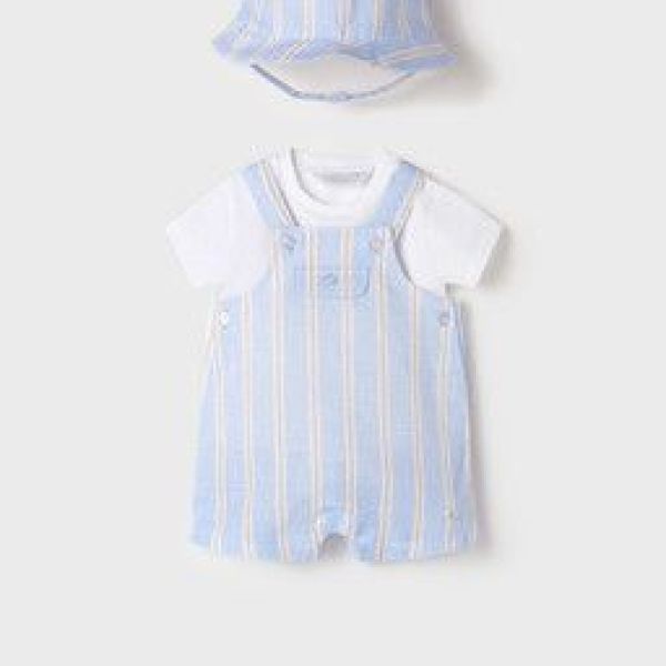 Mayoral Salopette Blauw baby jongens (Setje salopette + T-shirt + hoed - 1644-026) - Victor & Camille Destelbergen