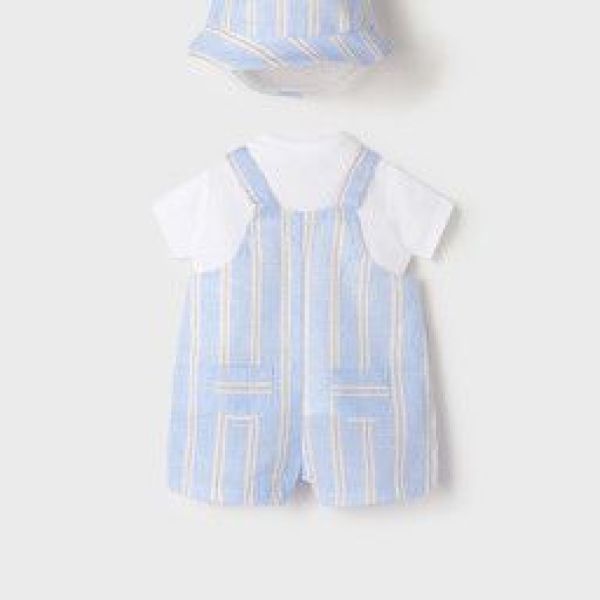 Mayoral Salopette Blauw baby jongens (Setje salopette + T-shirt + hoed - 1644-026) - Victor & Camille Destelbergen