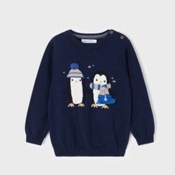 Mayoral Knitwear Blauw baby jongens (Sweater animal blauw eskimo - 2305-071) - Victor & Camille Destelbergen