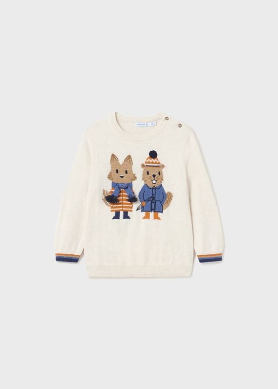 Mayoral Knitwear Ecru baby jongens (Sweater cream sjaal - 2320-066) - Victor & Camille Destelbergen
