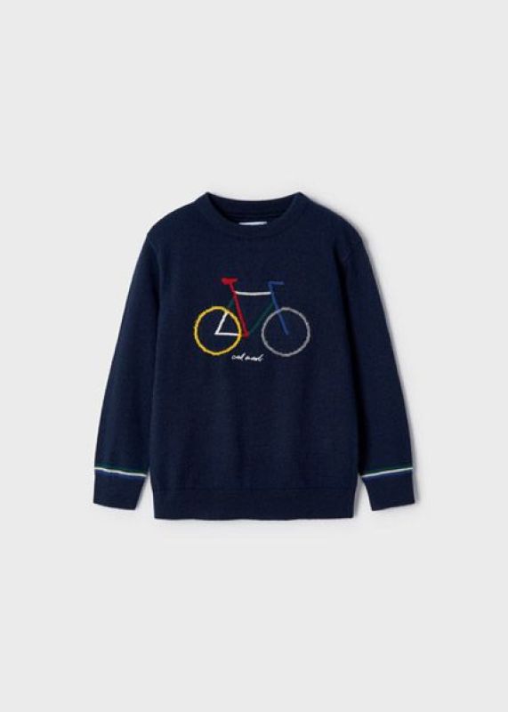 Mayoral Knitwear Blauw jongens (Sweater knitwear navy bike - 4386-092) - Victor & Camille Destelbergen