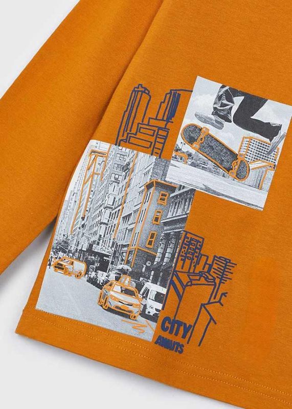 Mayoral T-shirt l/s Oranje jongens (T-shirt l/s city awaits carrot - 4048-068) - Victor & Camille Destelbergen