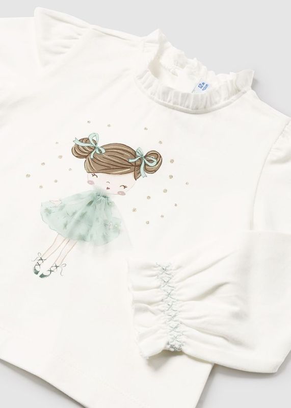 Mayoral T-shirt l/s Wit baby meisjes (T-shirt l/s dress nud-jade - 2048-078) - Victor & Camille Destelbergen