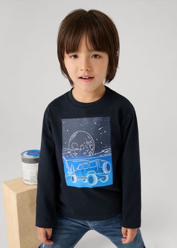 Mayoral T-shirt l/s Zwart jongens (T-shirt l/s glow in the dark blue/black - 4057-015) - Victor & Camille Destelbergen