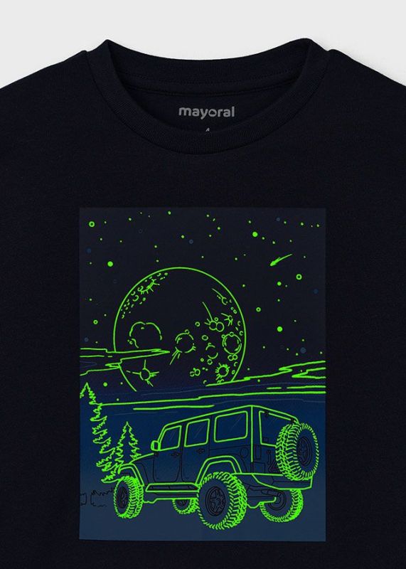 Mayoral T-shirt l/s Zwart jongens (T-shirt l/s glow in the dark blue/black - 4057-015) - Victor & Camille Destelbergen