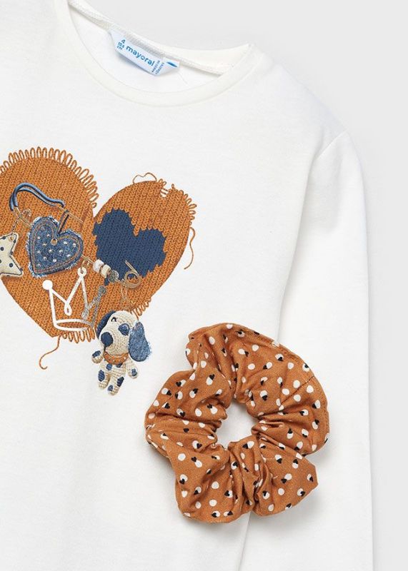 Mayoral T-shirt l/s Wit meisjes (T-shirt l/s heart dog natural - 4069-084) - Victor & Camille Destelbergen