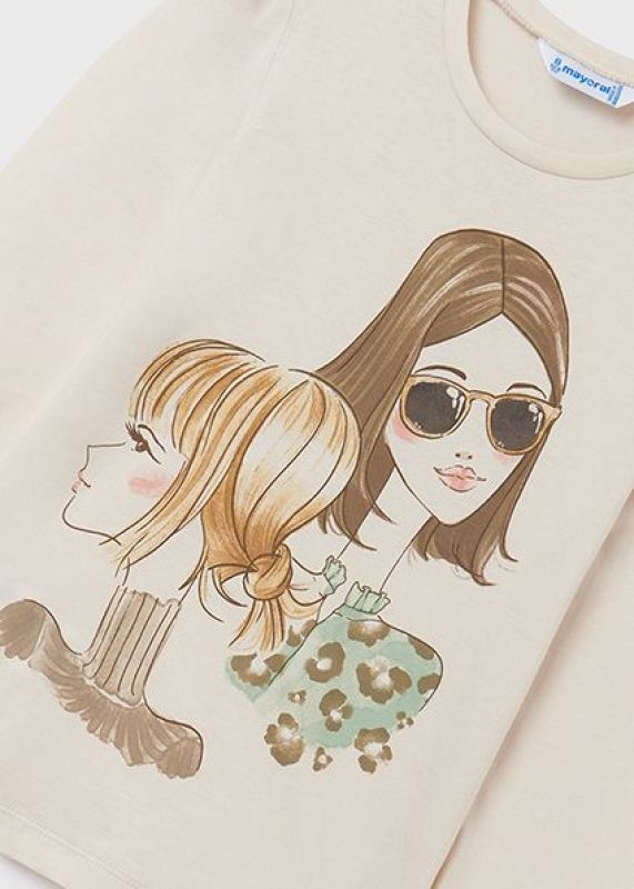 Mayoral T-shirt l/s Offwhite meisjes (T-shirt l/s mint girls - 7034-080) - Victor & Camille Destelbergen