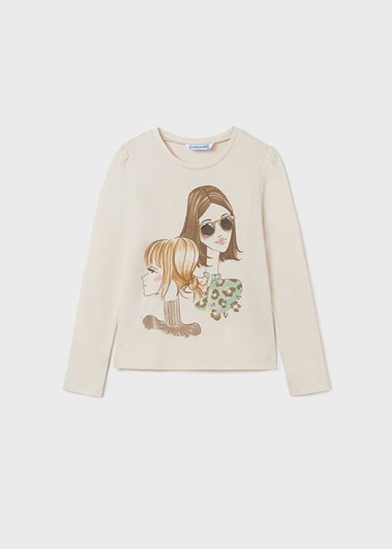 Mayoral T-shirt l/s Offwhite meisjes (T-shirt l/s mint girls - 7034-080) - Victor & Camille Destelbergen