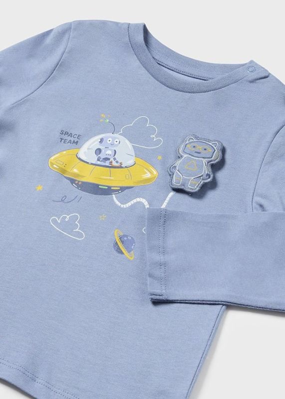 Mayoral T-shirt l/s Blauw baby jongens (T-shirt l/s play 'space' glacial - 2042-015) - Victor & Camille Destelbergen