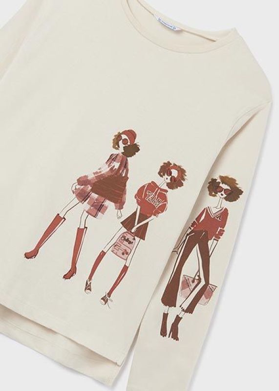 Mayoral T-shirt l/s Offwhite meisjes (T-shirt l/s rose girls - 7032-023) - Victor & Camille Destelbergen