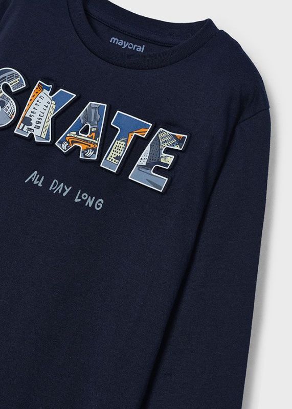 Mayoral T-shirt l/s Blauw jongens (T-shirt l/s skate navy - 4050-053) - Victor & Camille Destelbergen