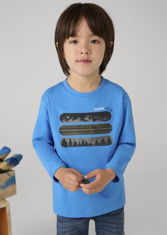 Mayoral T-shirt l/s Blauw jongens (T-shirt l/s snowy cerulean - 4055-093) - Victor & Camille Destelbergen