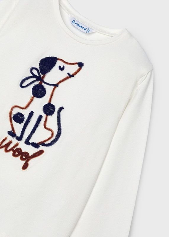 Mayoral T-shirt l/s Wit meisjes (T-shirt l/s woof natural - 4068-084) - Victor & Camille Destelbergen