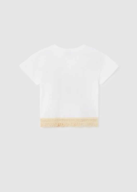 Mayoral T-shirt s/s Wit meisjes (T-shirt s/s broderie white - 6050-033) - Victor & Camille Destelbergen