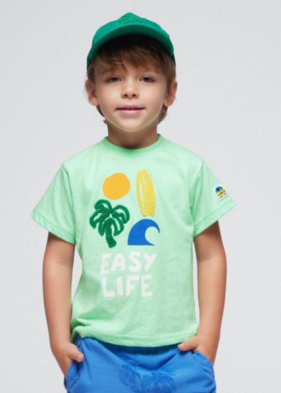 Mayoral T-shirt s/s Groen jongens (T-shirt s/s easy life mint - 3007-058) - Victor & Camille Destelbergen