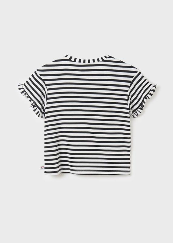 Mayoral T-shirt s/s Wit meisjes (T-shirt s/s striped black - 6054-082) - Victor & Camille Destelbergen