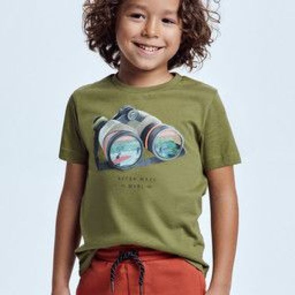 Mayoral T-shirt s/s Groen jongens (T-shirt turtle grey verrekijker - 3018-083) - Victor & Camille Destelbergen