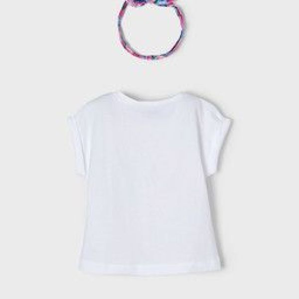 Mayoral T-shirt s/s Wit meisjes (T-shirt wit/roze - 3040-037) - Victor & Camille Destelbergen