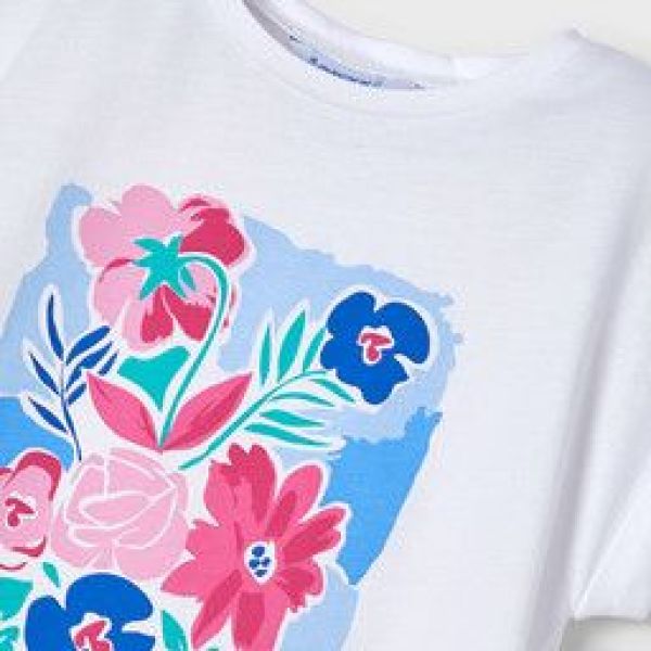 Mayoral T-shirt s/s Wit meisjes (T-shirt wit/roze - 3040-037) - Victor & Camille Destelbergen