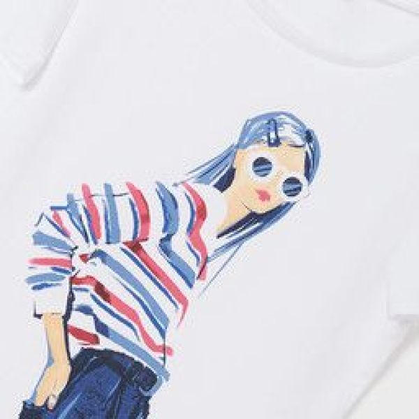 Mayoral T-shirt s/s Wit meisjes (T-shirt wit/roze - 6024-084) - Victor & Camille Destelbergen