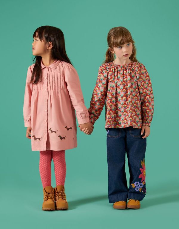 Oilily Jurk Roze meisjes (Dash dress plain poplin with embr. - YF24GDR202) - Victor & Camille Destelbergen