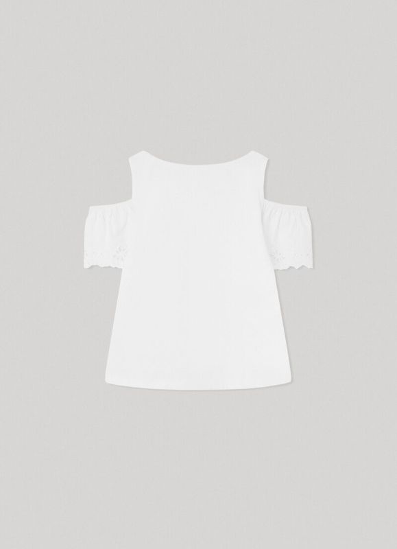 Pepe Jeans T-shirt s/s Wit meisjes (Quinelle T-shirt s/s uitgesneden mouw - PG503075) - Victor & Camille Destelbergen