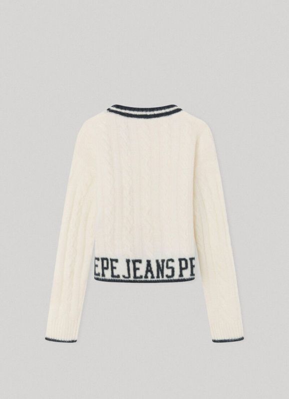 Pepe Jeans Knitwear Ecru meisjes (Romane Wool spongy knit - PG701062) - Victor & Camille Destelbergen