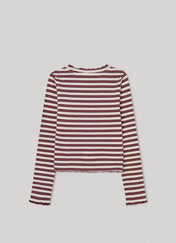 Pepe Jeans T-shirt l/s Rood meisjes (Siolette cotton rib 2x2 - PG503048) - Victor & Camille Destelbergen