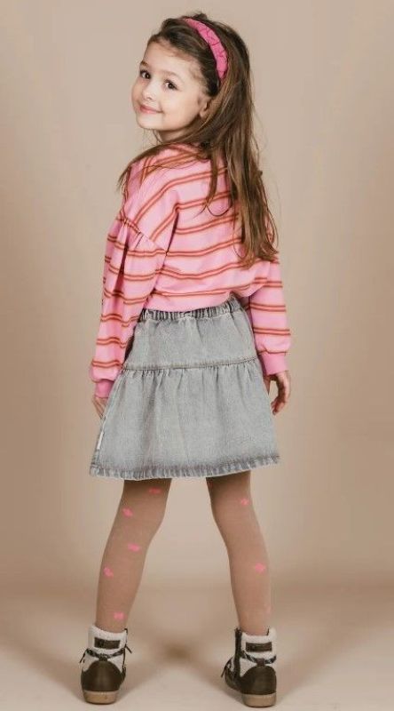 Petit Blush Rok Grijs meisjes (Jeans ruffle skirt washed light grey - AW24-507) - Victor & Camille Destelbergen