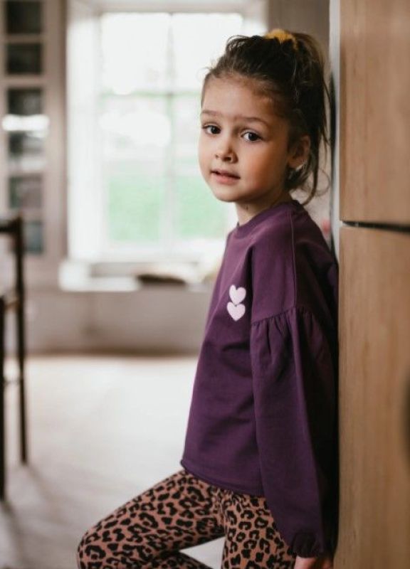 Petit Blush Sweater Paars meisjes (Lily Ballon sweater plum perfect - AW24-107) - Victor & Camille Destelbergen