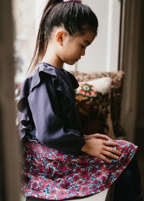 Petit Blush Rok Multi meisjes (Mini smock skirt yasmin flower - AW24-508) - Victor & Camille Destelbergen