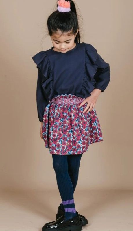 Petit Blush Rok Multi meisjes (Mini smock skirt yasmin flower - AW24-508) - Victor & Camille Destelbergen