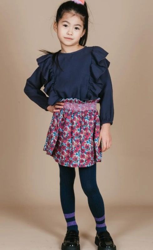 Petit Blush Rok Multi meisjes (Mini smock skirt yasmin flower - AW24-508) - Victor & Camille Destelbergen