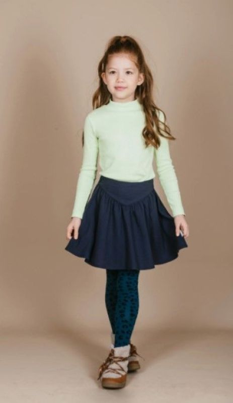 Petit Blush Rok Blauw meisjes (Romantic mini skirt night blue - AW24-502) - Victor & Camille Destelbergen