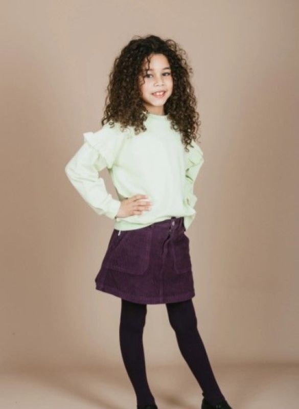 Petit Blush Sweater Groen meisjes (Ruffle sweaer shadow lime - AW24-103) - Victor & Camille Destelbergen