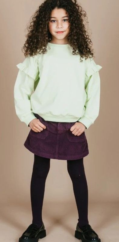 Petit Blush Sweater Groen meisjes (Ruffle sweaer shadow lime - AW24-103) - Victor & Camille Destelbergen