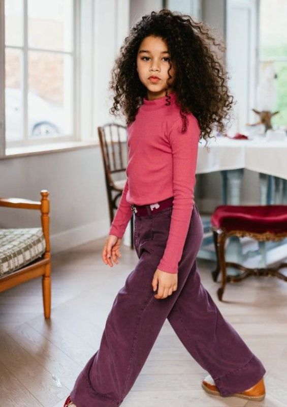 Petit Blush Broek Paars meisjes (Wide leg pants plum perfect - AW24-609) - Victor & Camille Destelbergen