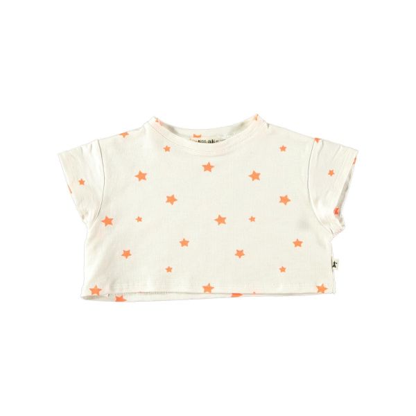 Petit Indi T-shirt s/s Wit meisjes (Crop top pink stars - K.73.26) - Victor & Camille Destelbergen