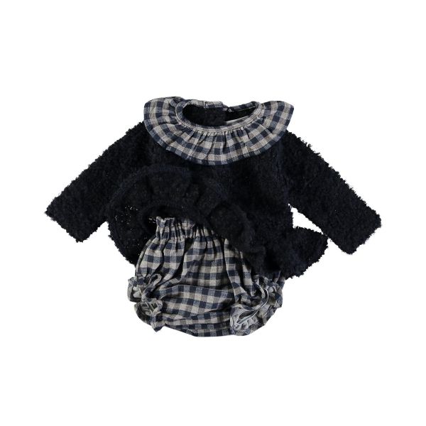 Petit Indi Romper Blauw baby meisjes (Top with culotte grey/blue - B.04.53) - Victor & Camille Destelbergen