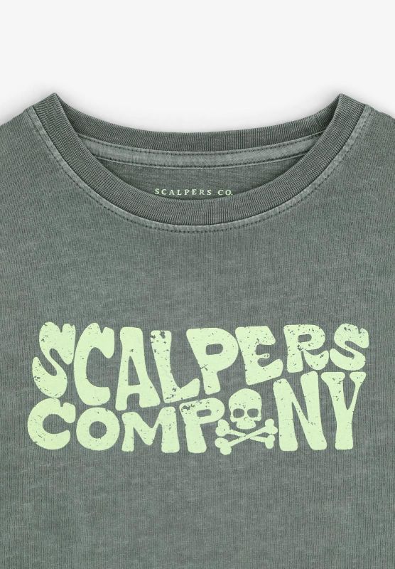 Scalpers T-shirt s/s Groen jongens (Company tee hkaki - 46667) - Victor & Camille Destelbergen