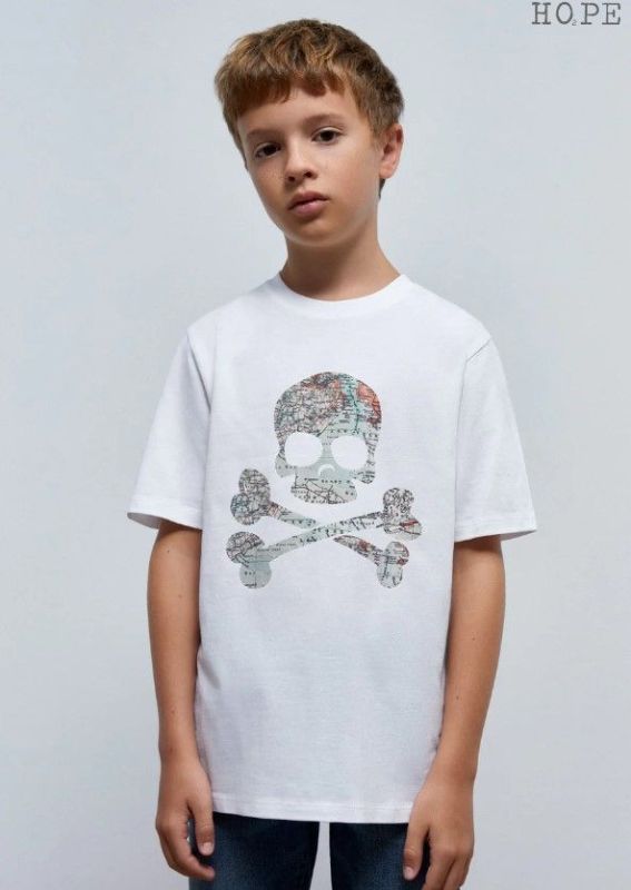 Scalpers T-shirt s/s Wit jongens (Map skull Tee kids - 43099) - Victor & Camille Destelbergen