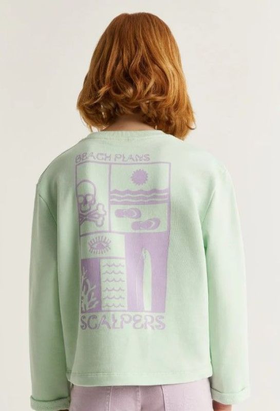 Scalpers Sweater Groen meisjes (Plans sweater girls - 47140 water) - Victor & Camille Destelbergen