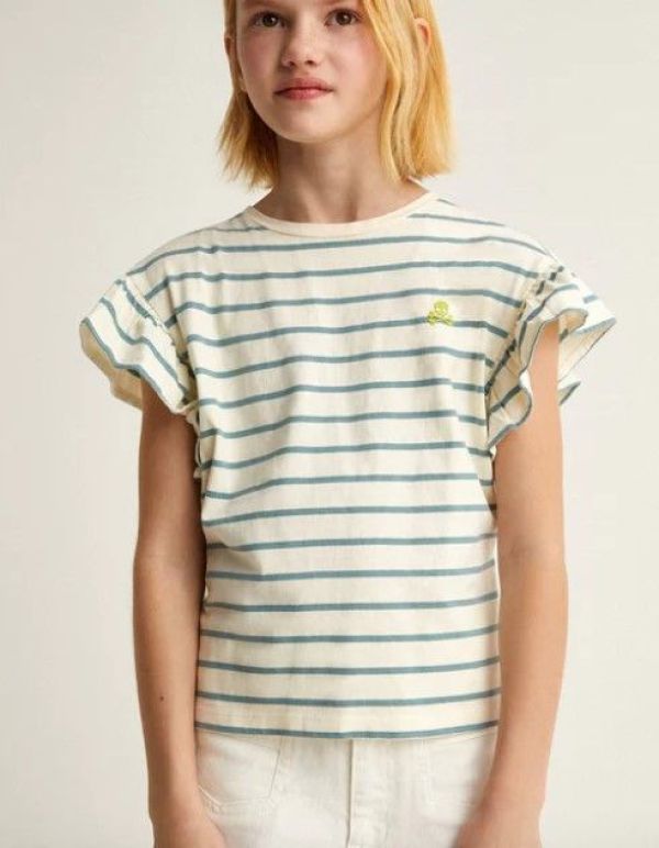 Scalpers T-shirt s/s Groen meisjes (Stripes tee girls duck - 46686) - Victor & Camille Destelbergen