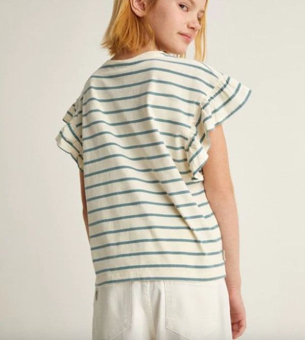 Scalpers T-shirt s/s Groen meisjes (Stripes tee girls duck - 46686) - Victor & Camille Destelbergen