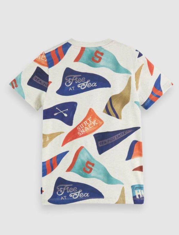 Scotch & Soda T-shirt s/s Multi jongens (All over printed T-shirt s/s flag - 175883 flag print) - Victor & Camille Destelbergen